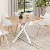 Table à manger rectangle plateau bois 110 cm pied araignée blanc 6 personnes*IDMarket Clearance