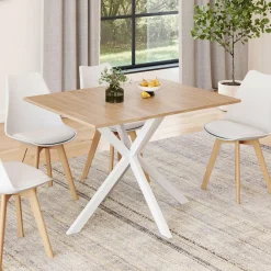 Table à manger rectangle plateau bois 110 cm pied araignée blanc 6 personnes*IDMarket Clearance