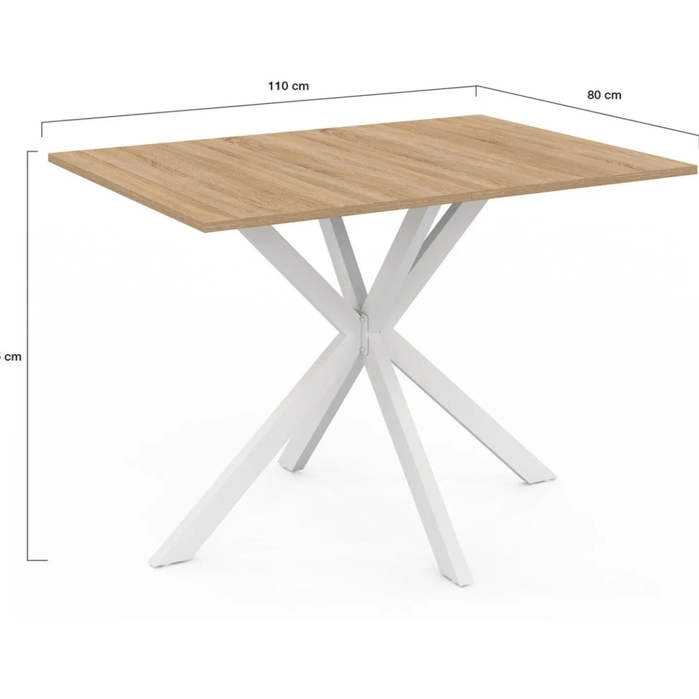 Table à manger rectangle plateau bois 110 cm pied araignée blanc 6 personnes*IDMarket Clearance