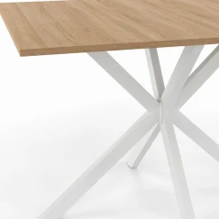 Table à manger rectangle plateau bois 110 cm pied araignée blanc 6 personnes*IDMarket Clearance