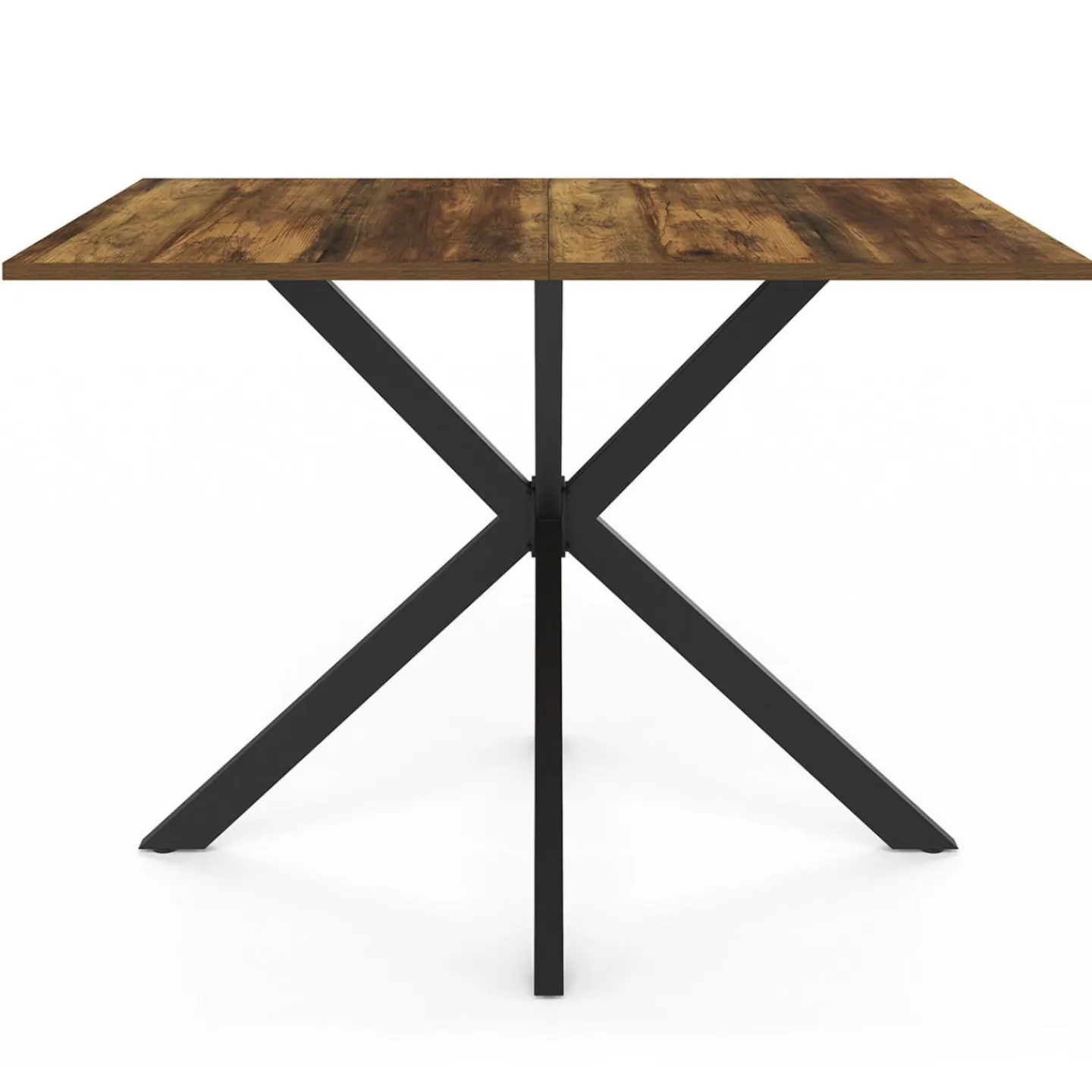 Table à manger rectangle plateau bois foncé 110 cm pied araignée noir 6 personnes*IDMarket Clearance