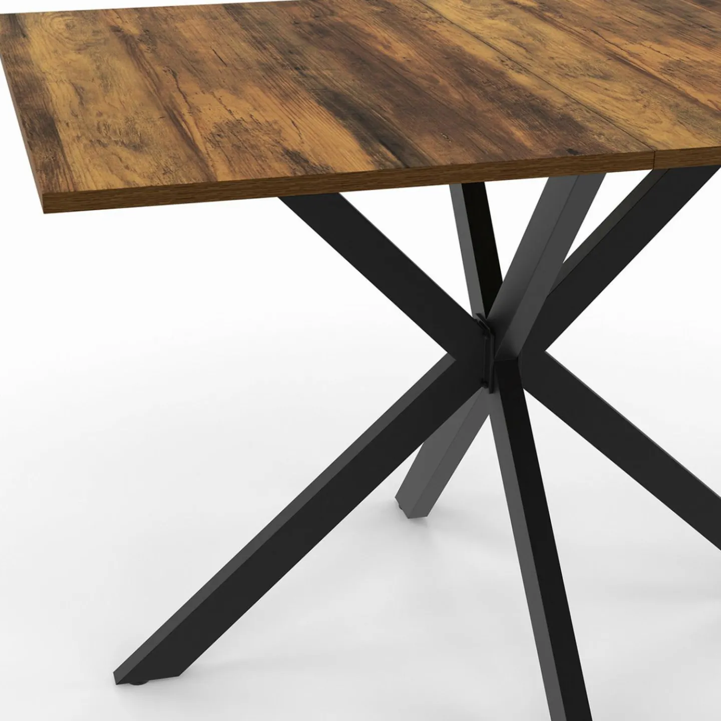 Table à manger rectangle plateau bois foncé 110 cm pied araignée noir 6 personnes*IDMarket Clearance