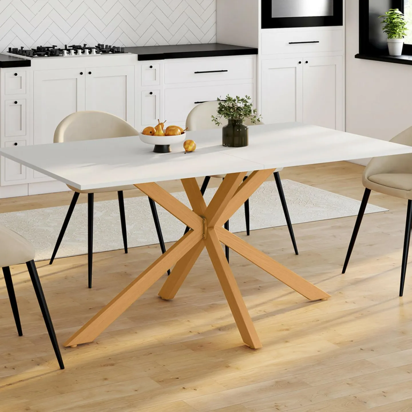 Table à manger rectangulaire 8 personnes pied araignée*IDMarket Best