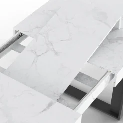 Table à manger rectangulaire extensible effet marbre et noir*IDMarket New