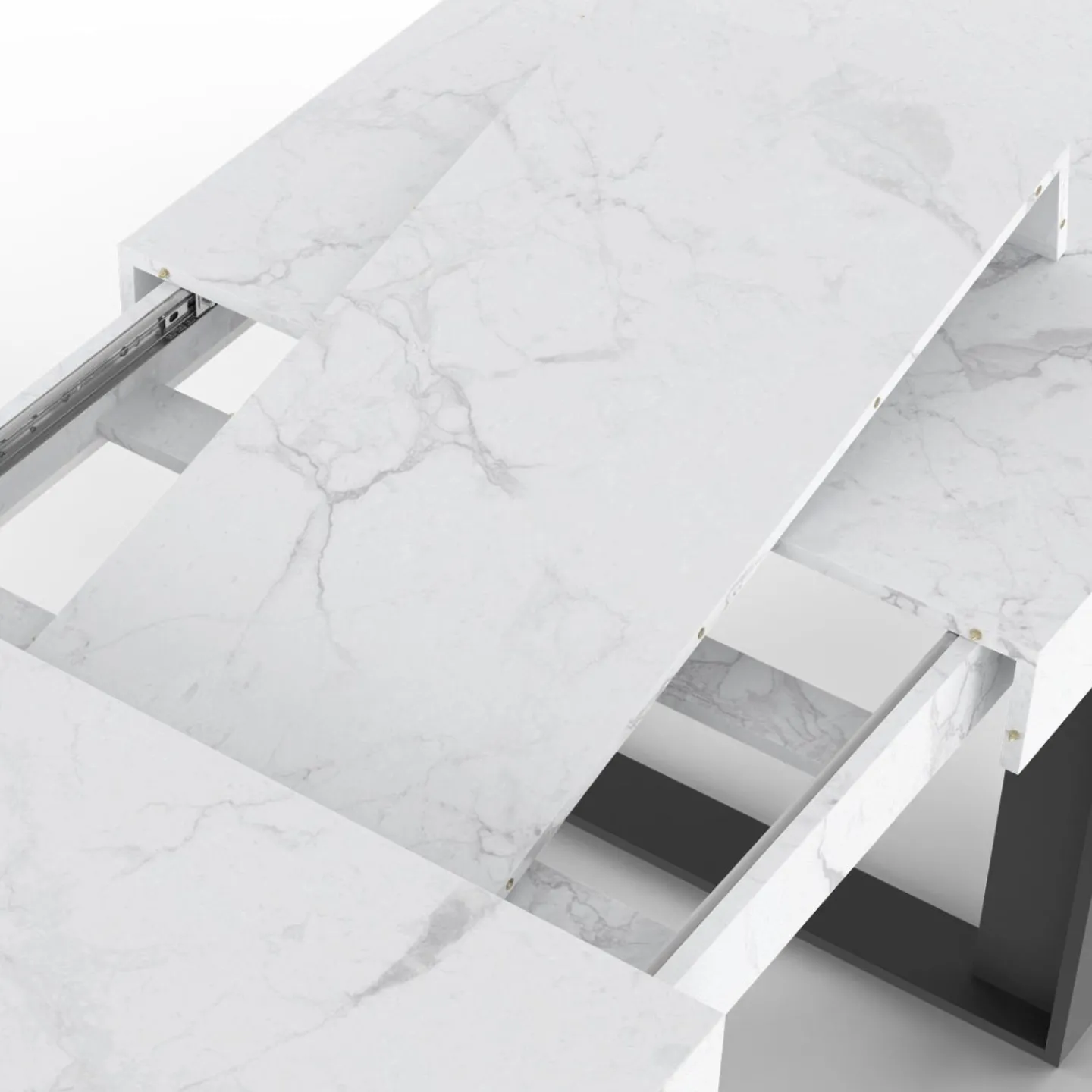 Table à manger rectangulaire extensible effet marbre et noir*IDMarket New