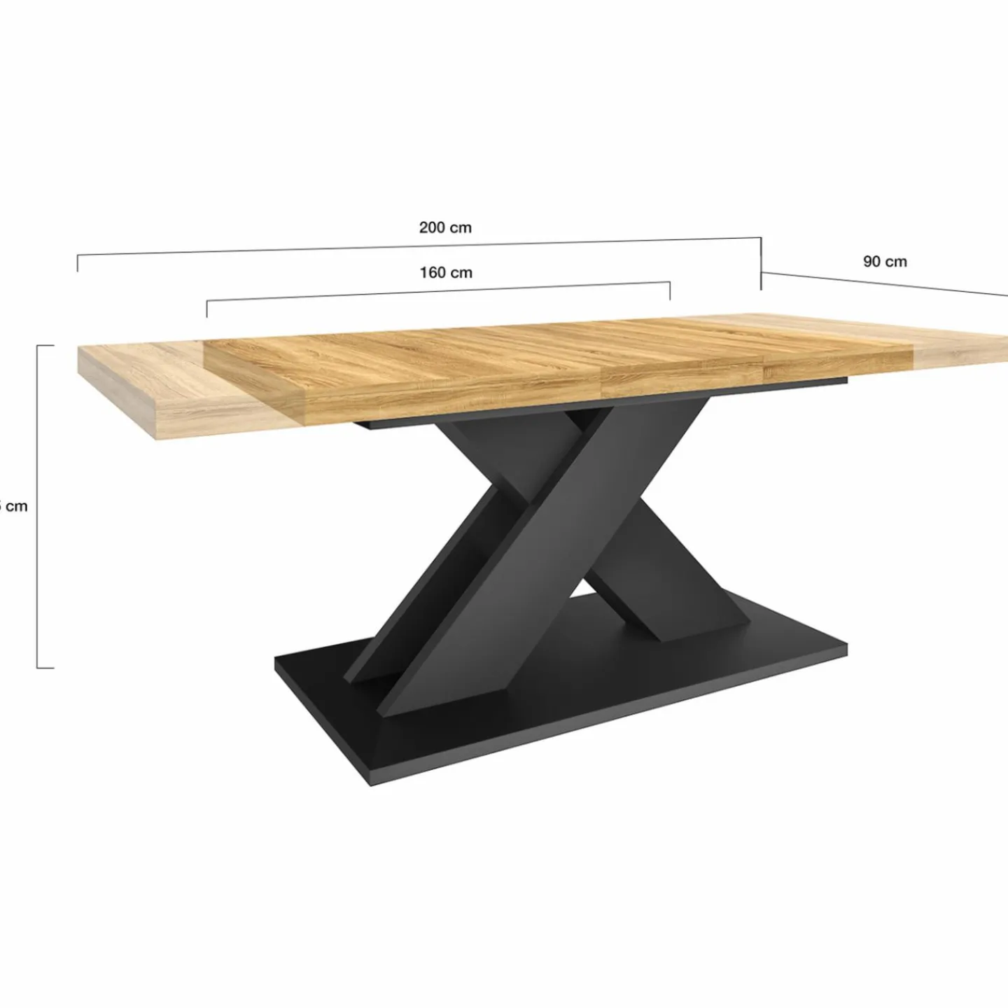 Table à manger rectangulaire extensible bois et noir 6-10 personnes*IDMarket Outlet