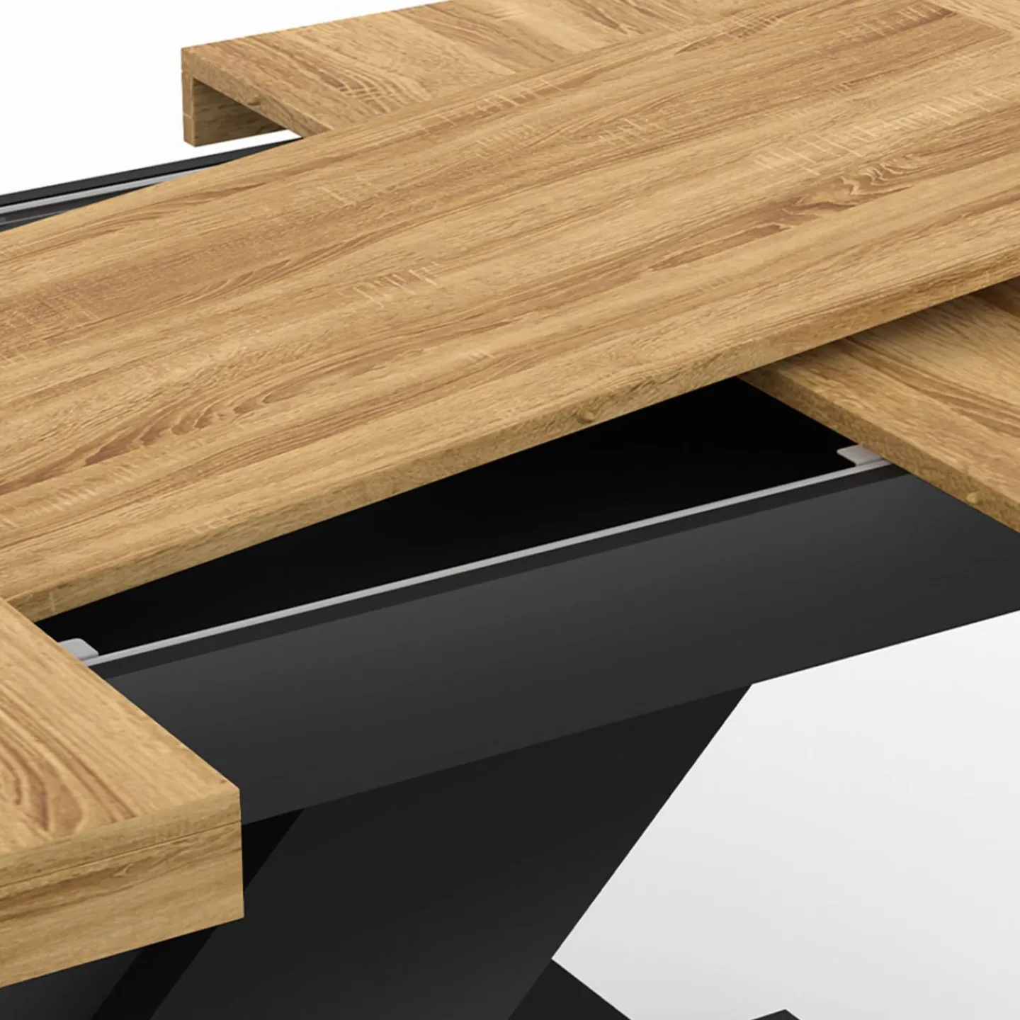 Table à manger rectangulaire extensible bois et noir 6-10 personnes*IDMarket Outlet