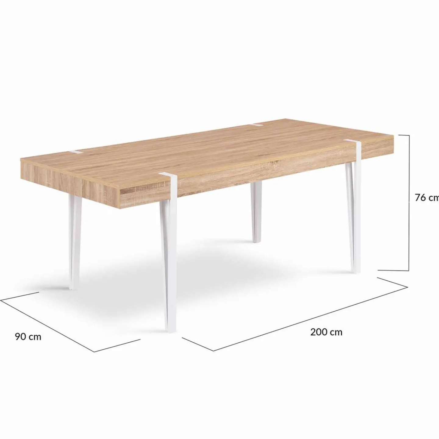 Table à manger rectangulaire 10 personnes 200 cm bois et pieds épingle blanc*IDMarket Online