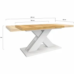 Table à manger rectangulaire extensible bois et blanc 6 à 10 personnes*IDMarket Best