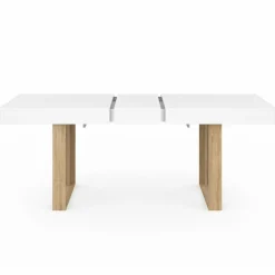 Table à manger rectangulaire extensible blanche et bois 160-200 cm*IDMarket Sale