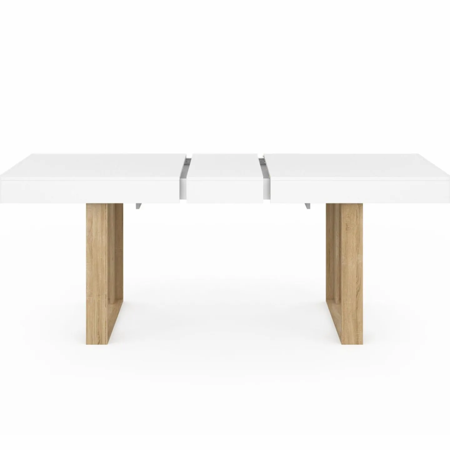 Table à manger rectangulaire extensible blanche et bois 160-200 cm*IDMarket Sale