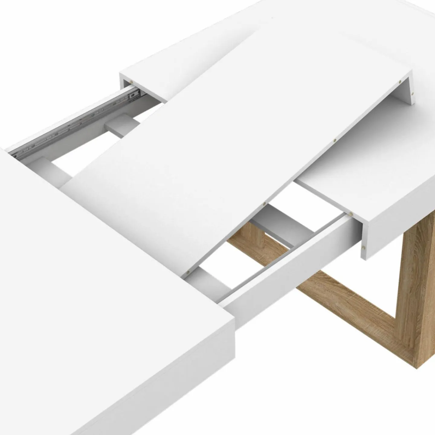 Table à manger rectangulaire extensible blanche et bois 160-200 cm*IDMarket Sale