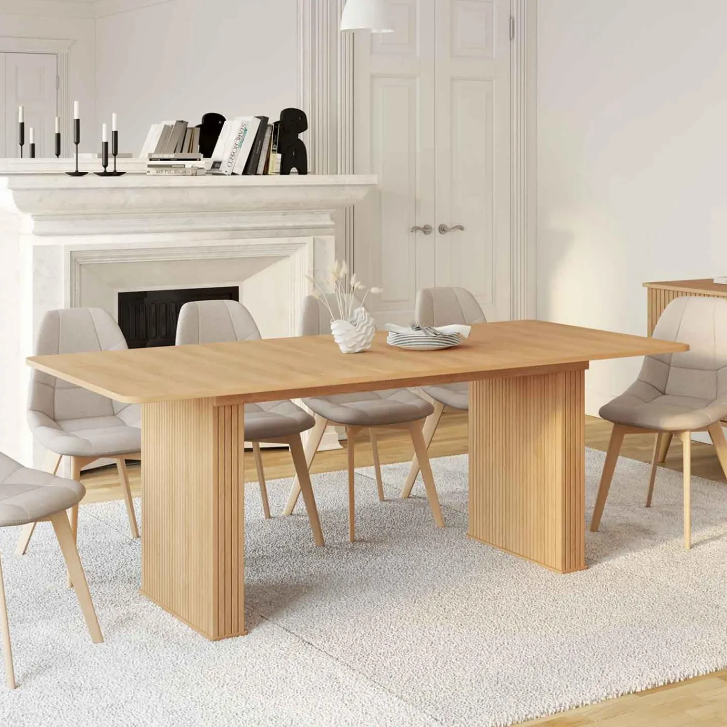 Table à manger rectangulaire extensible coloris bois 6-10 personnes*IDMarket Discount