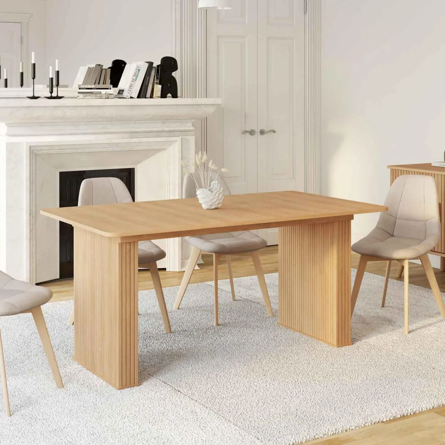 Table à manger rectangulaire extensible coloris bois 6-10 personnes*IDMarket Discount