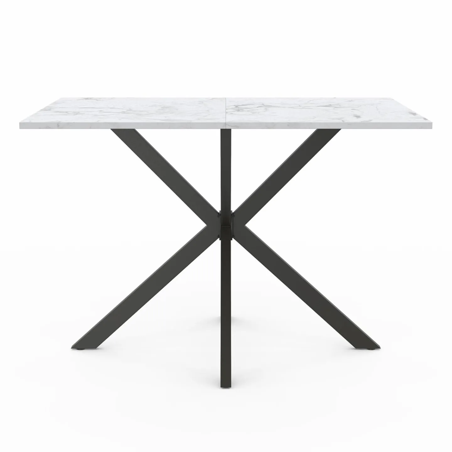 Table à manger rectangulaire effet marbre blanc pied araignée métal noir*IDMarket Hot