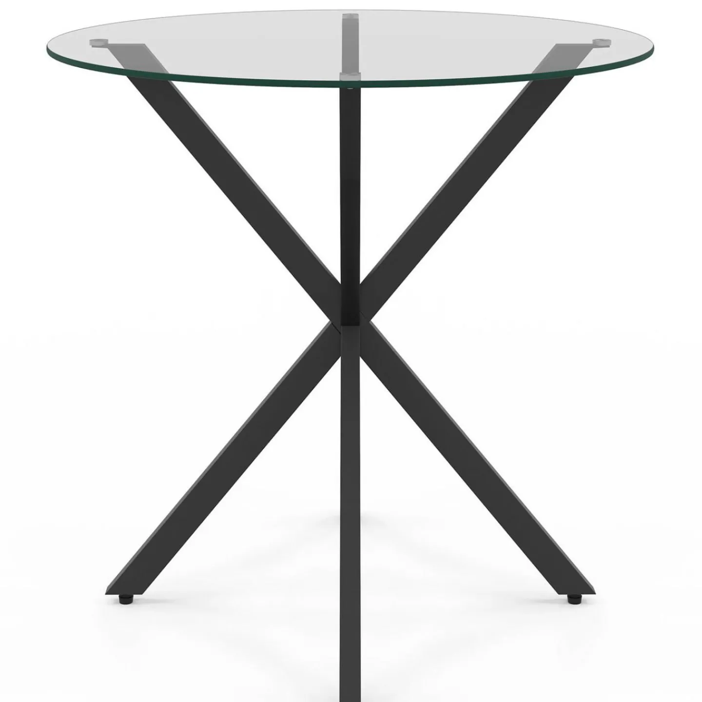 Table à manger ronde 80 cm 4 personnes pied araignée noir et plateau verre*IDMarket Hot
