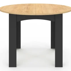 Table à manger ronde 110 cm 4-6 personnes noire plateau façon hêtre*IDMarket Sale