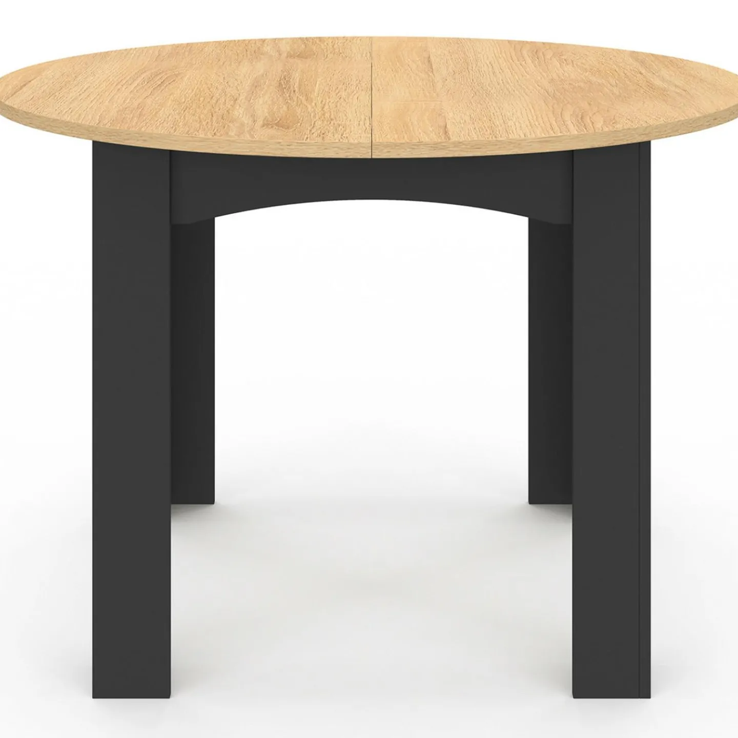 Table à manger ronde 110 cm 4-6 personnes noire plateau façon hêtre*IDMarket Sale