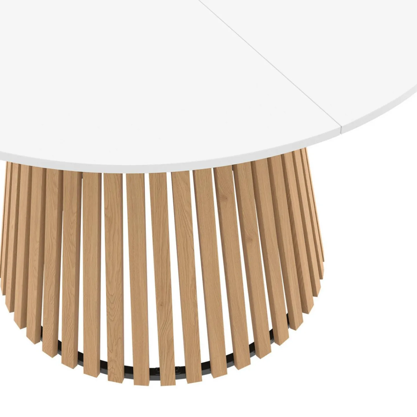 Table à manger ronde 6 personnes 110 cm plateau bois blanc et pied bois en lattes*IDMarket Online