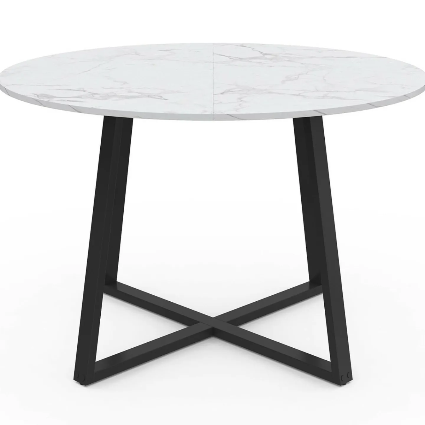 Table à manger ronde 4-6 personnes 110 cm effet marbre blanc et noir*IDMarket Discount