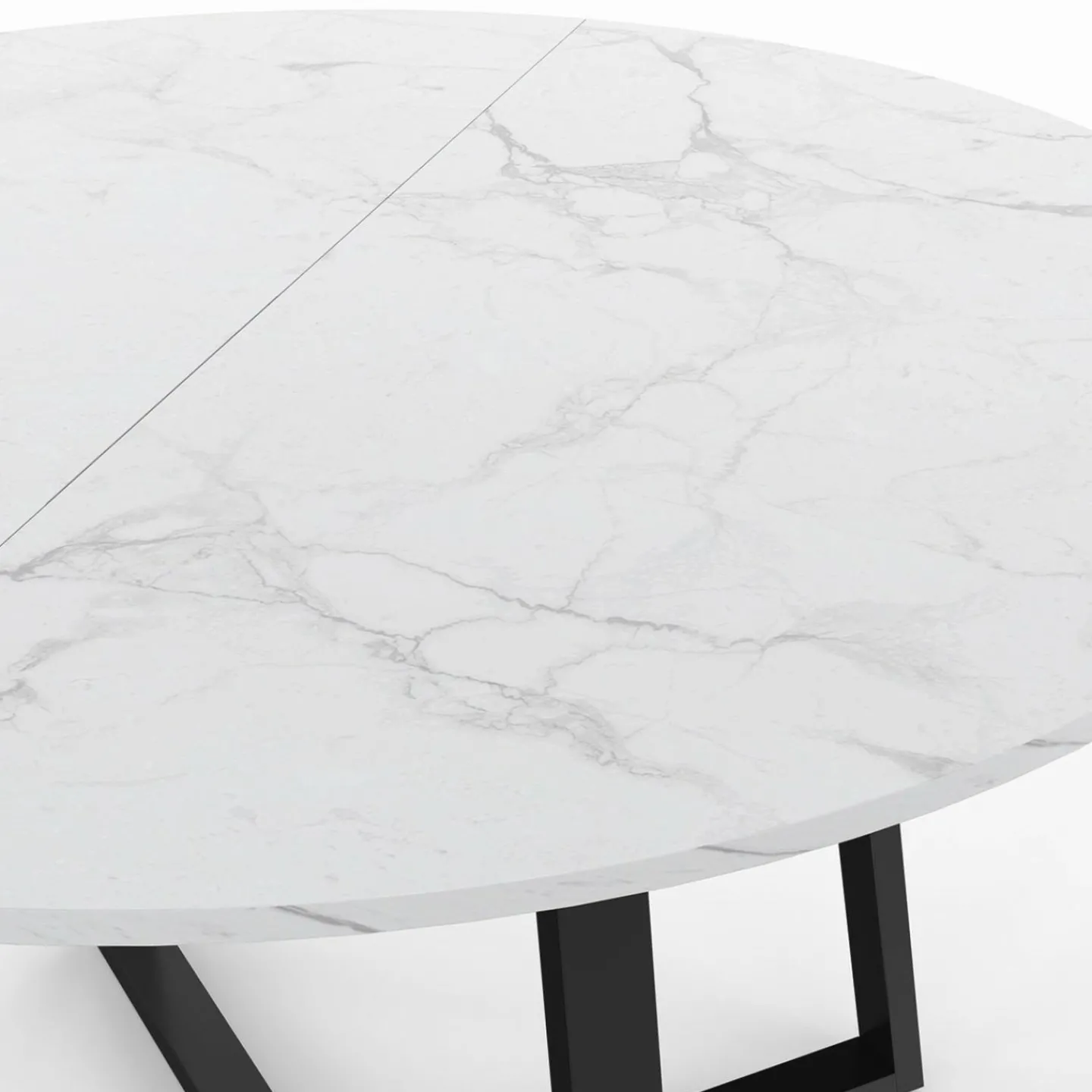 Table à manger ronde 4-6 personnes 110 cm effet marbre blanc et noir*IDMarket Discount