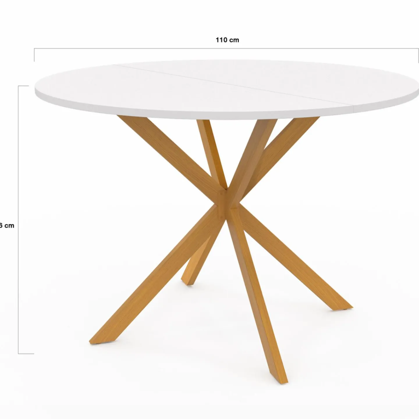 Table à manger ronde 6 personnes 110 cm bois et blanc*IDMarket Online