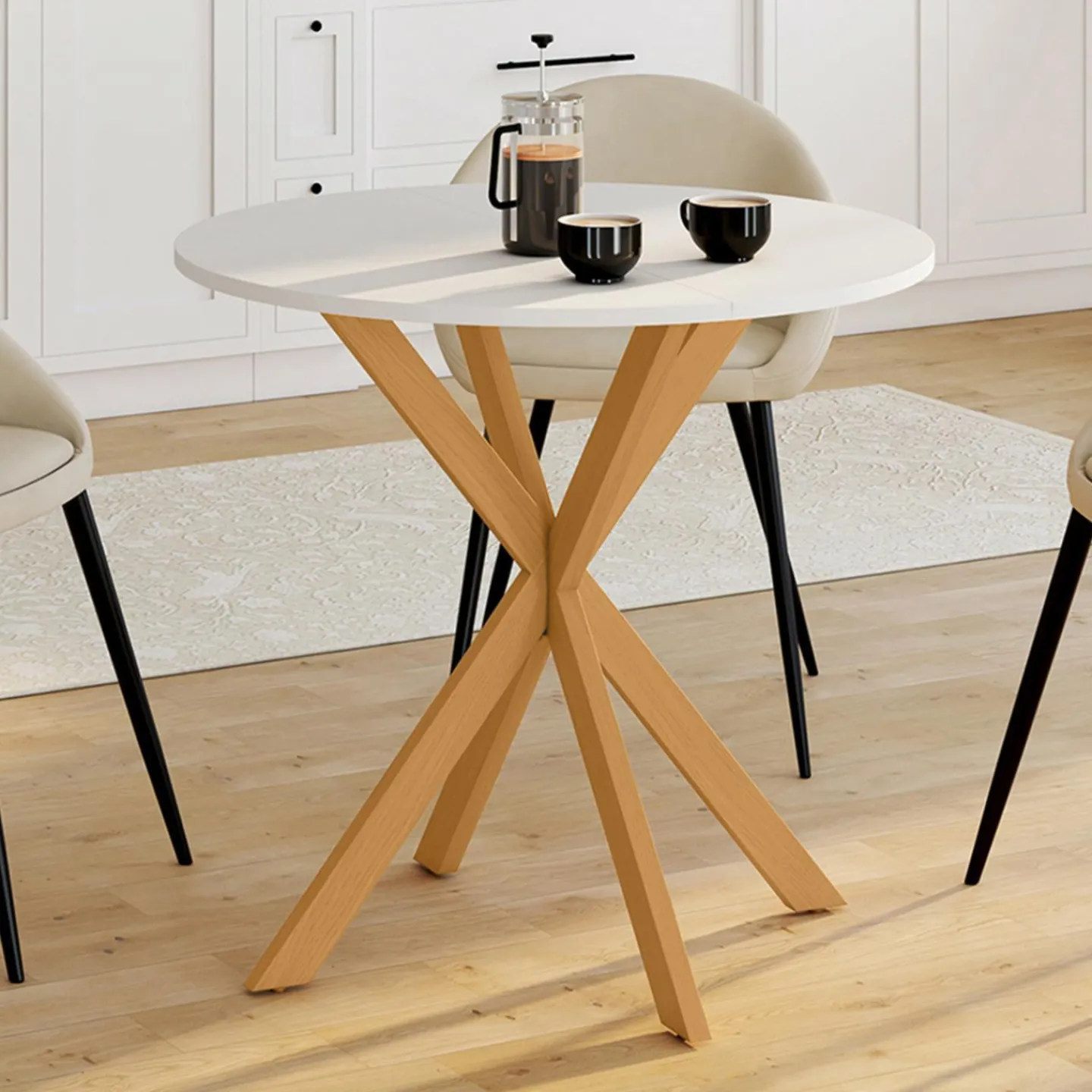 Table à manger ronde 4 personnes pied araignée*IDMarket Clearance