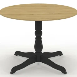 Table à manger ronde 4-6 personnes 110cm bois façon hêtre et noir*IDMarket Sale