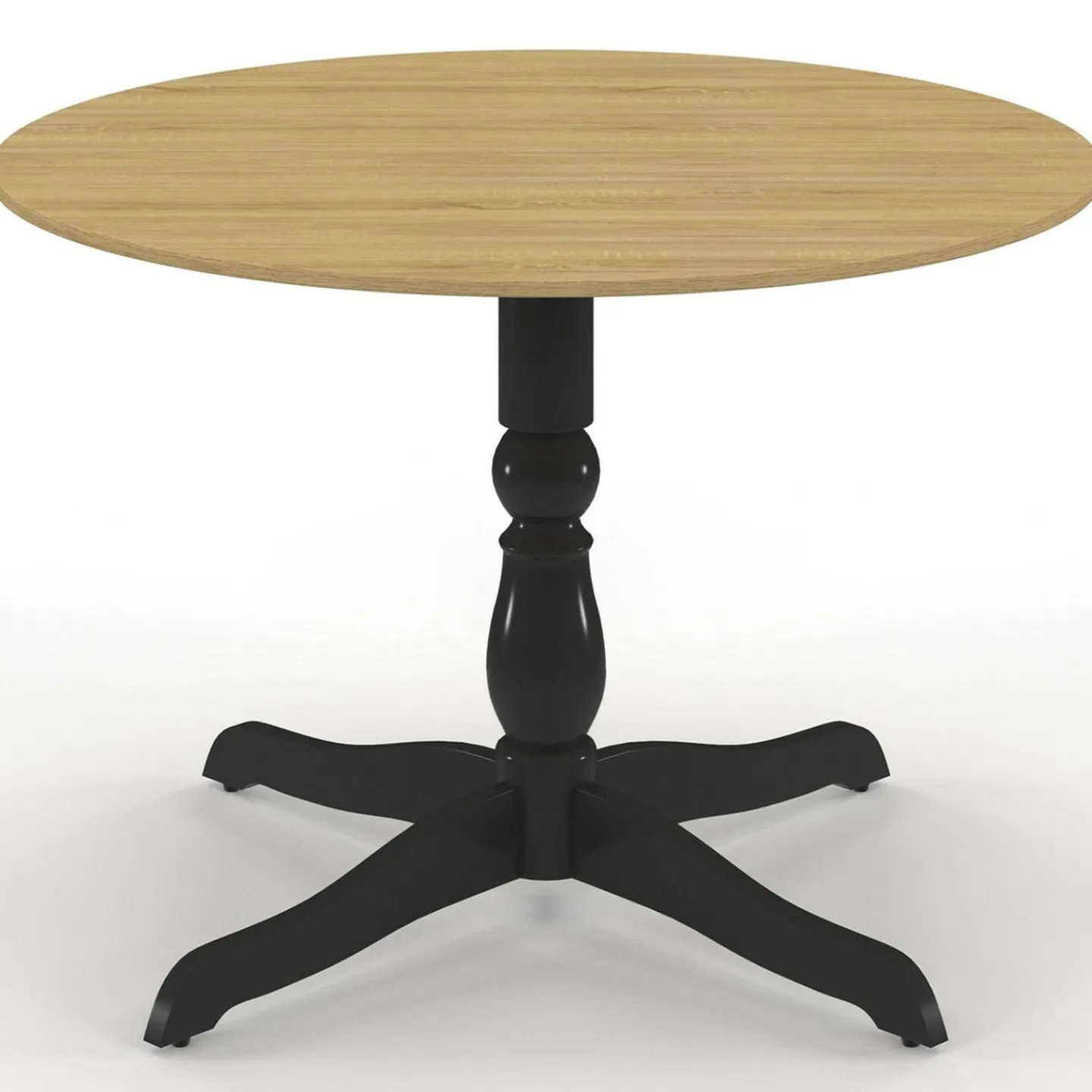 Table à manger ronde 4-6 personnes 110cm bois façon hêtre et noir*IDMarket Sale