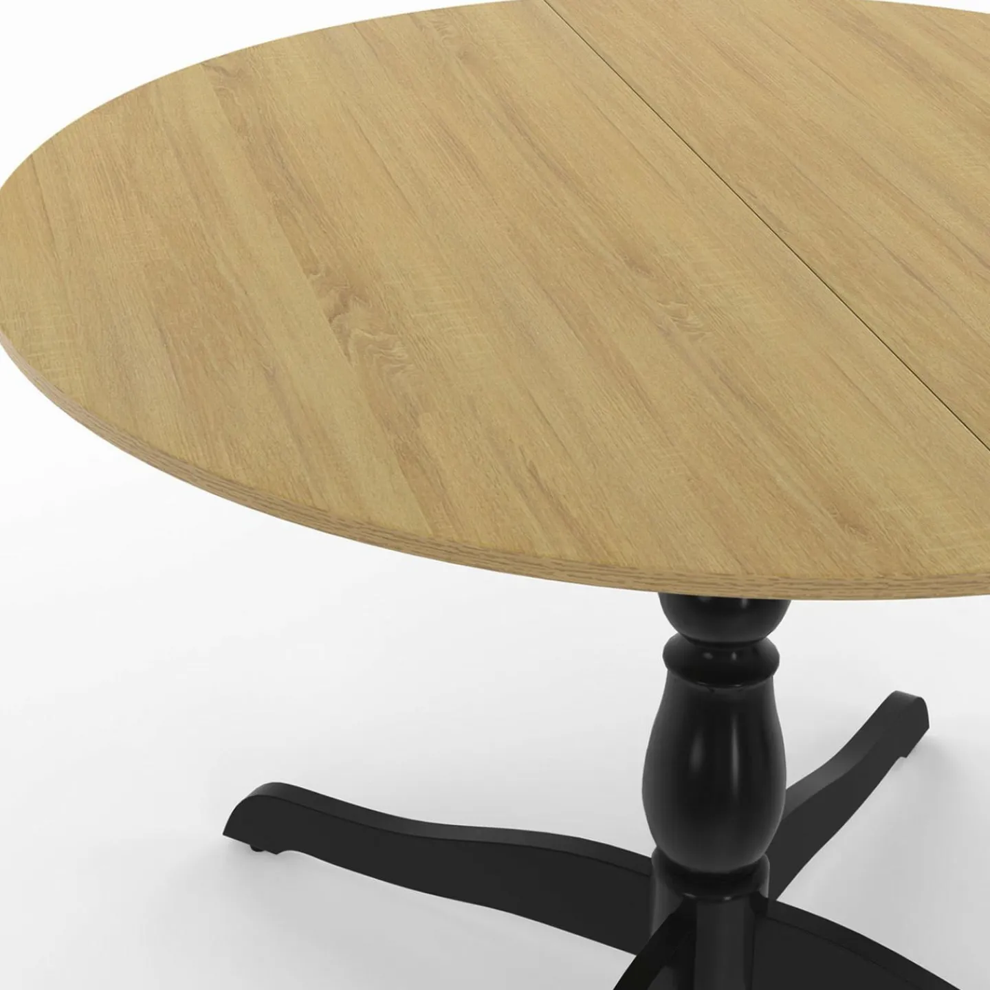 Table à manger ronde 4-6 personnes 110cm bois façon hêtre et noir*IDMarket Sale