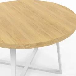Table à manger ronde 4-6 personnes bois et blanc 110-150 cm*IDMarket New