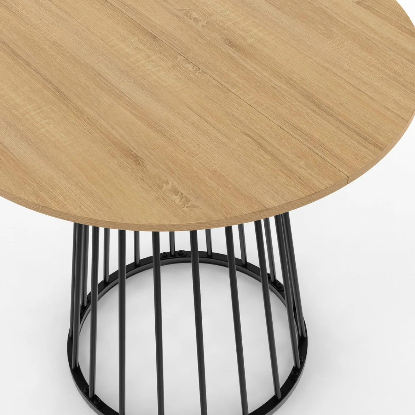 Table à manger ronde 4 personnes plateau bois et pied en métal noir 80 cm*IDMarket