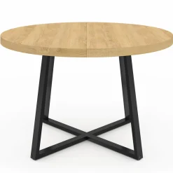 Table à manger ronde 4-6 personnes bois et noir*IDMarket Discount
