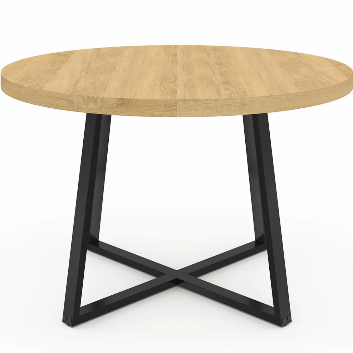 Table à manger ronde 4-6 personnes bois et noir*IDMarket Discount