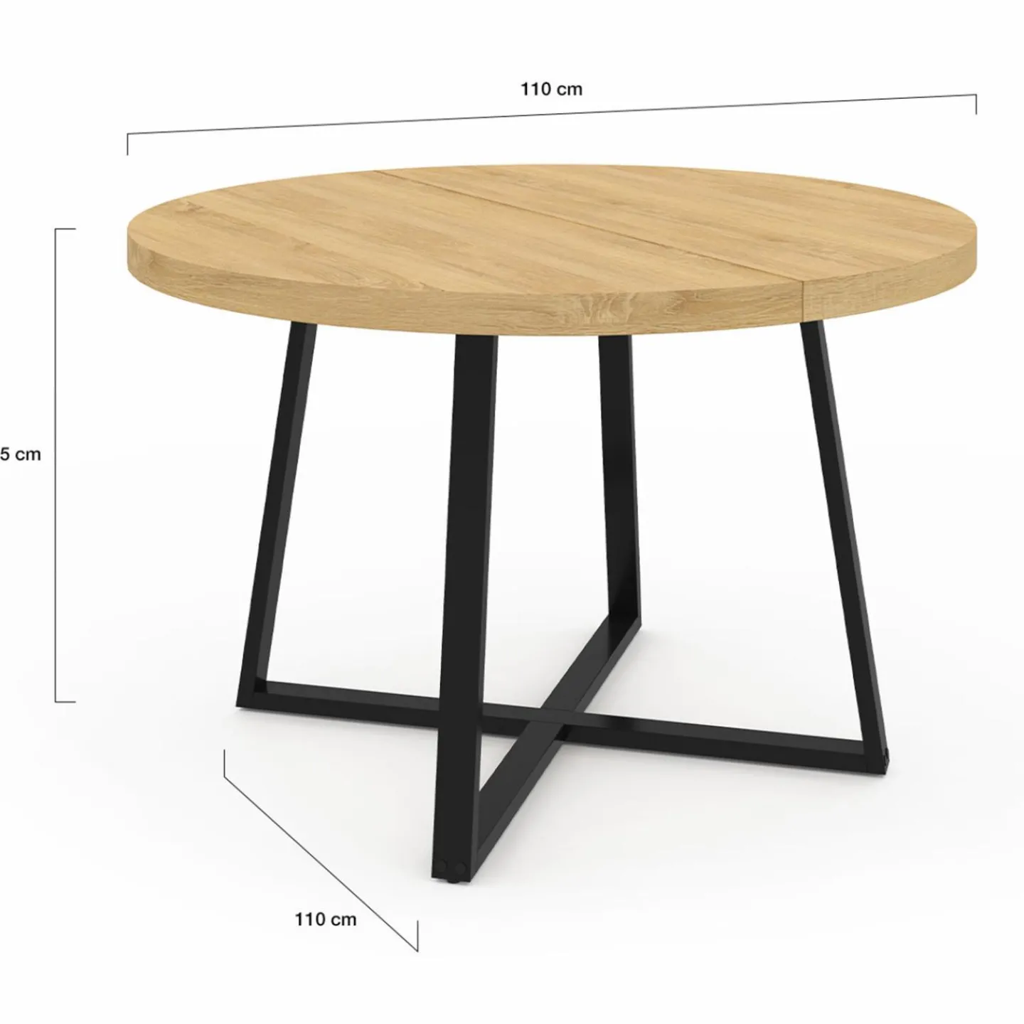 Table à manger ronde 4-6 personnes bois et noir*IDMarket Discount