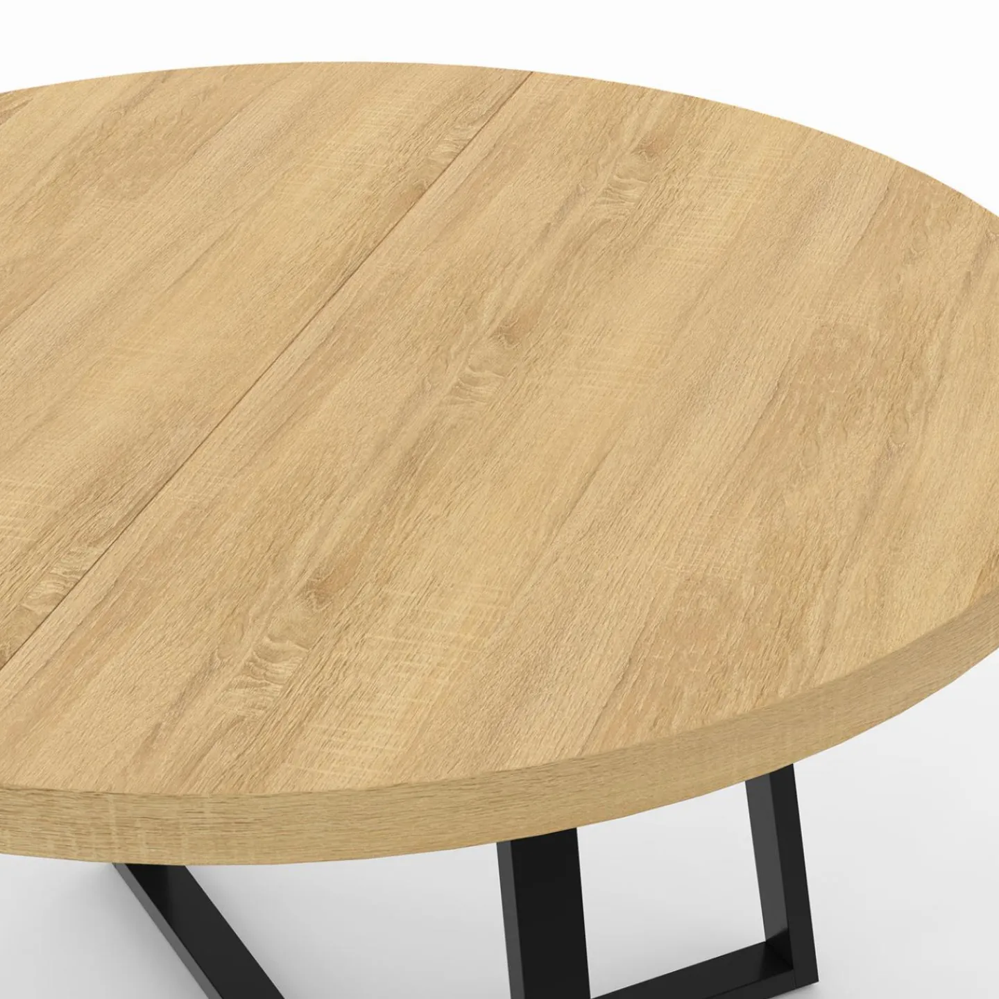Table à manger ronde 4-6 personnes bois et noir*IDMarket Discount