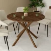 Table à manger ronde ALIX 6 personnes pied araignée noyer 110 cm*IDMarket Sale