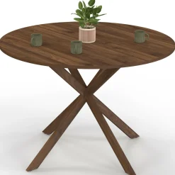 Table à manger ronde ALIX 6 personnes pied araignée noyer 110 cm*IDMarket Sale