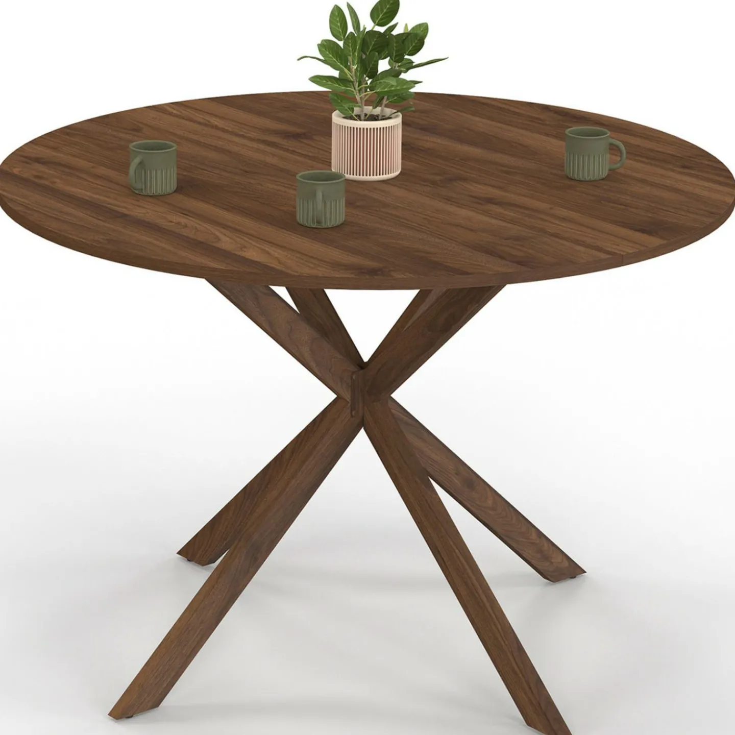 Table à manger ronde ALIX 6 personnes pied araignée noyer 110 cm*IDMarket Sale