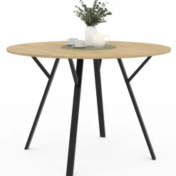 Table à manger ronde bois et noir 110 cm 4-6 personnes*IDMarket Hot