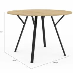 Table à manger ronde bois et noir 110 cm 4-6 personnes*IDMarket Hot