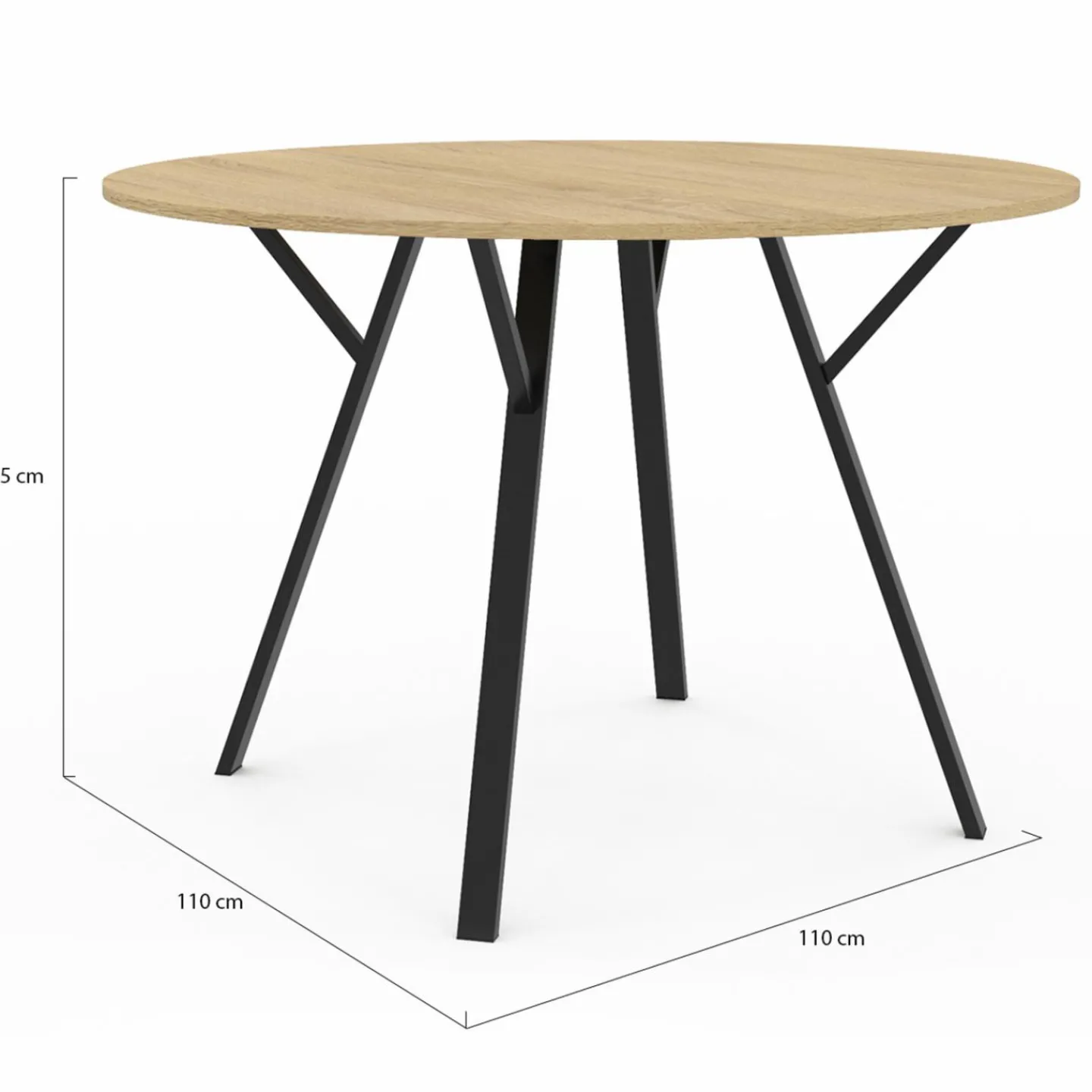 Table à manger ronde bois et noir 110 cm 4-6 personnes*IDMarket Hot