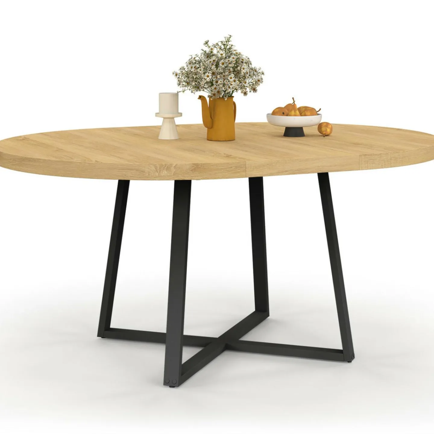 Table à manger ronde bois et noir 4-8 personnes*IDMarket Best