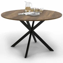Table à manger ronde bois foncé et noir 110 cm*IDMarket Outlet