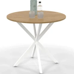 Table à manger ronde bois et blanc 80 cm 2-4 personnes*IDMarket Sale