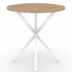 Table à manger ronde bois et blanc 80 cm 2-4 personnes*IDMarket Sale
