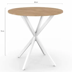 Table à manger ronde bois et blanc 80 cm 2-4 personnes*IDMarket Sale