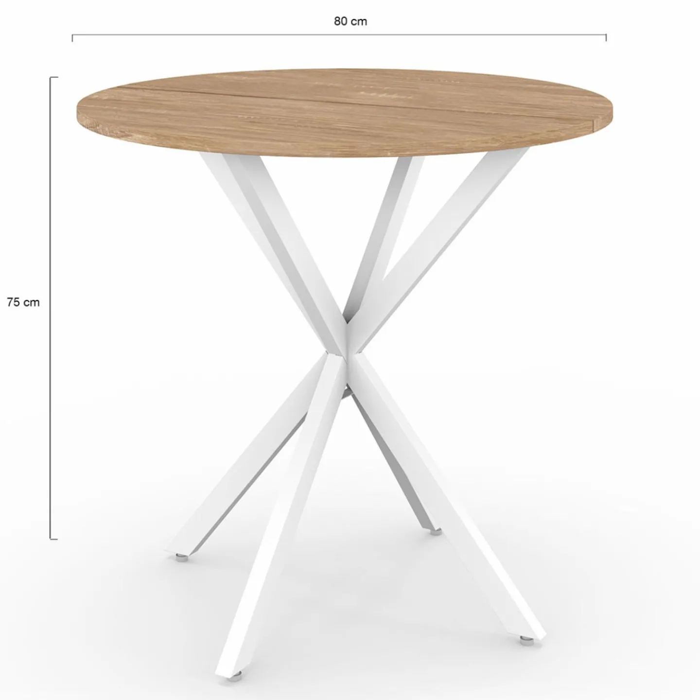 Table à manger ronde bois et blanc 80 cm 2-4 personnes*IDMarket Sale
