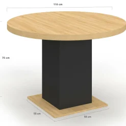 Table à manger ronde bois et noir 6 personnes*IDMarket Sale