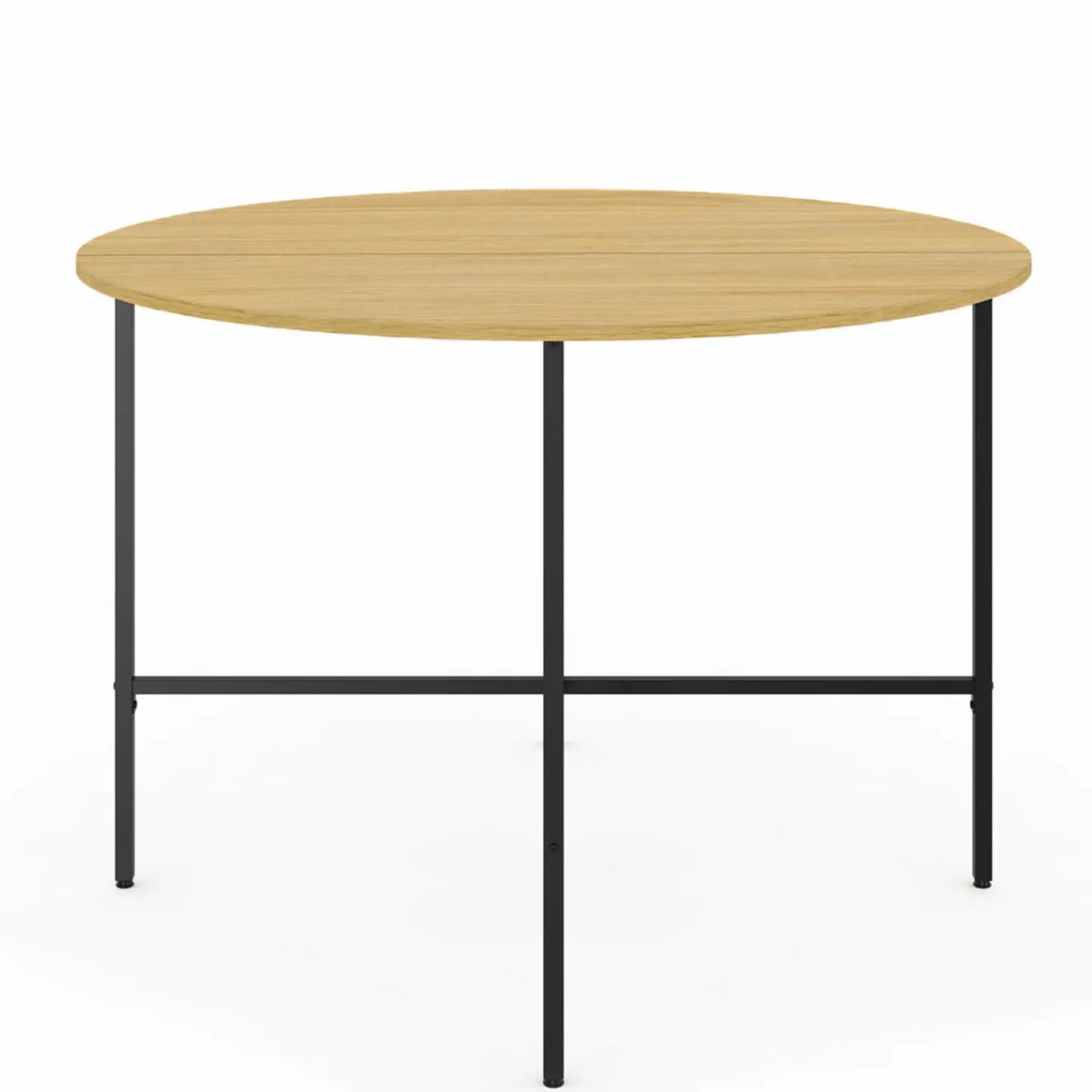 Table à manger ronde bois et métal 110 cm 4 personnes*IDMarket Outlet
